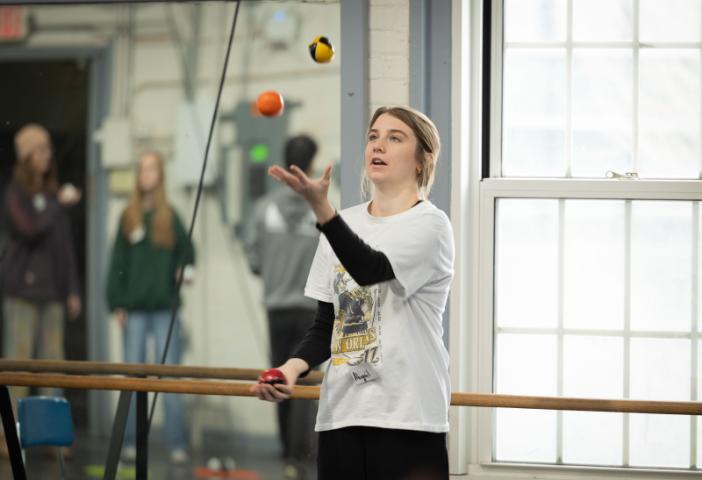 Another student focused on juggling multiple balls